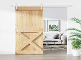 Sliding Door Natural and White 90 x 210 cm Solid Pine Wood 3445191