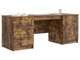 Desk with Shelf Smoked Oak 142.5 x 50 x 75 cm Engineered Wood 3414644