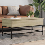 Coffee Table Sonoma Oak 100x50x45 cm Engineered Wood and Metal 845397