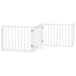 Dog Gate with Door Foldable 12 Panels White 960 cm Poplar Wood 3155564