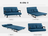 4-in-1 Velvet-Feel Double Sofa Bed, with Pillows - Blue T3398P342277