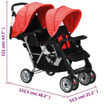 Tandem Stroller Steel Red and Black 10111