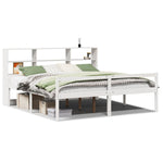 ZNTS Bookcase Bed without Mattress White 180x200 cm Super King Solid Wood Pine 3322023