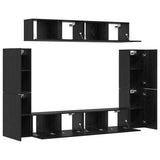 TV Cabinet Set Wall-mounted 8 pcs Black oak Engineered wood 3393325