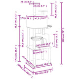 Cat Tree with Sisal Scratching Posts Dark Grey 180 cm 172033