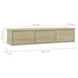Wall-mounted Drawer Shelf Sonoma Oak 88x26x18.5 cm Engineered Wood 800597