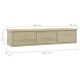 ZNTS Wall-mounted Drawer Shelf Sonoma Oak 88x26x18.5 cm Engineered Wood 800597