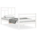 Bed Frame without Mattress White Single Solid Wood 3194927