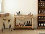 Wine Trolley with Wheels Natural 85 x 50 x 93 cm Bamboo 42028241
