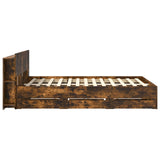 Bed Frame with Storage Smoked Oak 135 x 190 cm Engineered Wood 3433952