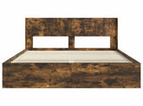 Bed Frame with Storage and Headboard Smoked Oak 140 x 200 cm 3414207