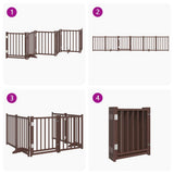 Dog Gate with Door Foldable 6 Panels Brown Oak 300 cm Solid Wood Fir 352293