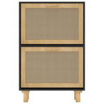 ZNTS Shoe Cabinet Black 52x25x80 cm Engineered Wood&Natural Rattan 345646