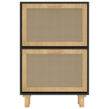 ZNTS Shoe Cabinet Black 52x25x80 cm Engineered Wood&Natural Rattan 345646