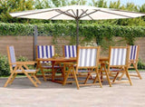 7 Piece Garden Dining Set Blue and White Fabric and Solid Wood 3281729