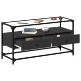 TV Cabinet with Glass Top Black 98x35x51 cm Engineered Wood 846064
