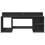 Desk with LED Lights Black 200x55x91 cm Engineered Wood 3309439