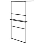 ZNTS Walk-in Shower Wall with Shelf Black 100x195 cm ESG Glass&Aluminium 3185471