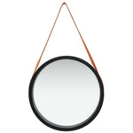 Wall Mirror with Strap 50 cm Black 320367