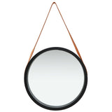 Wall Mirror with Strap 50 cm Black 320367