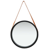 Wall Mirror with Strap 50 cm Black 320367