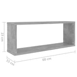 Wall Cube Shelf 6 pcs Concrete Grey 60x15x23 cm Engineered Wood 807147