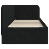 Corner Bed Frame with Headboard Black 80 x 200 cm Fabric 42016481