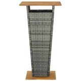 ZNTS Bar Table Grey 60x60x110 cm Poly Rattan and Solid Acacia Wood 313464