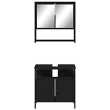 2 Piece Bathroom Furniture Set Black Engineered Wood 3214655