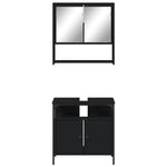 ZNTS 2 Piece Bathroom Furniture Set Black Engineered Wood 3214655