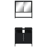 ZNTS 2 Piece Bathroom Furniture Set Black Engineered Wood 3214655