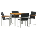 Garden Dining Set 5 pcs Solid Acacia Wood and Stainless Steel 3334814