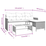 Garden Sofa with Table and Cushions L-Shaped Beige Poly Rattan 365583