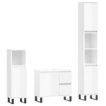 ZNTS 3 Piece Bathroom Furniture Set High Gloss White Engineered Wood 3190231
