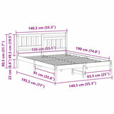 Bed Frame with Headboard Brown 135 x 190 cm Solid Pine Wood 872239