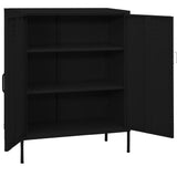 Storage Cabinet Black Steel Medium Height-Adjustable Shelves 336169