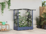 Raised Bed with Trellis and Roof Grey 124 x 40 x 125 cm PP 42032551