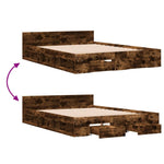 Bed Frame with Drawers without Mattress Smoked Oak 140x200 cm 3280752