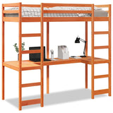 ZNTS Loft Bed Frame without Mattress Wax Brown 90x200 cm Solid Wood Pine 3308567
