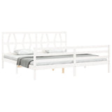 Bed Frame without Mattress White 200x200 cm Solid Wood 3194397