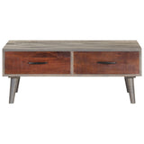 Coffee Table Grey 100x60x40 cm Solid Rough Mango Wood 321808