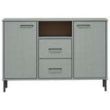 Sideboard with Metal Legs Grey 113x40x77 cm Solid Wood OSLO 351019