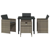 Garden Dining Set with Cushion 5 pcs Grey Poly Rattan 3379948