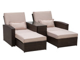2-Seater Rattan Sofa Lounger Set-Brown T3398P320074