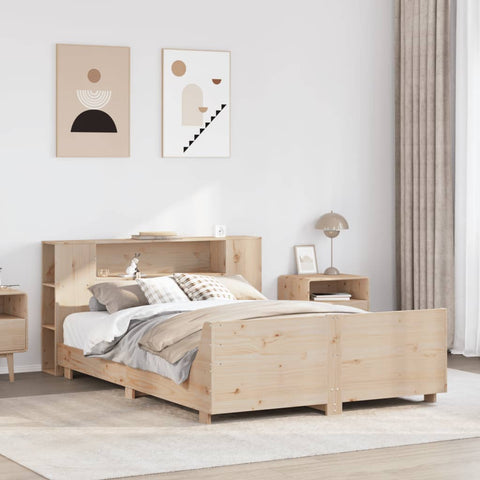 ZNTS Bed Frame without Mattress 150x200 cm King Size Solid Wood Pine 3323647
