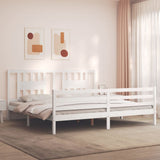 Bed Frame without Mattress White 200x200 cm Solid Wood 3194592