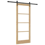 Sliding Door Natural 86 x 211 cm Solid Pine Wood and Glass 3332341