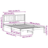 Bed Frame with Upholstered Headboard Black 135 x 190 cm 878271