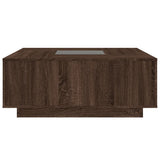 ZNTS Coffee Table with Infinity LED Brown Oak 100x100x40 cm 3284048