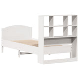 ZNTS Bookcase Bed without Mattress White 75x190 cm Small Single Solid Wood Pine 3323129